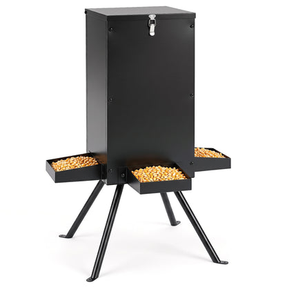 90LB Gravity Deer Feeder, 4 Trays, Black