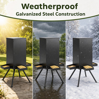 90LB Gravity Deer Feeder, 4 Trays, Black