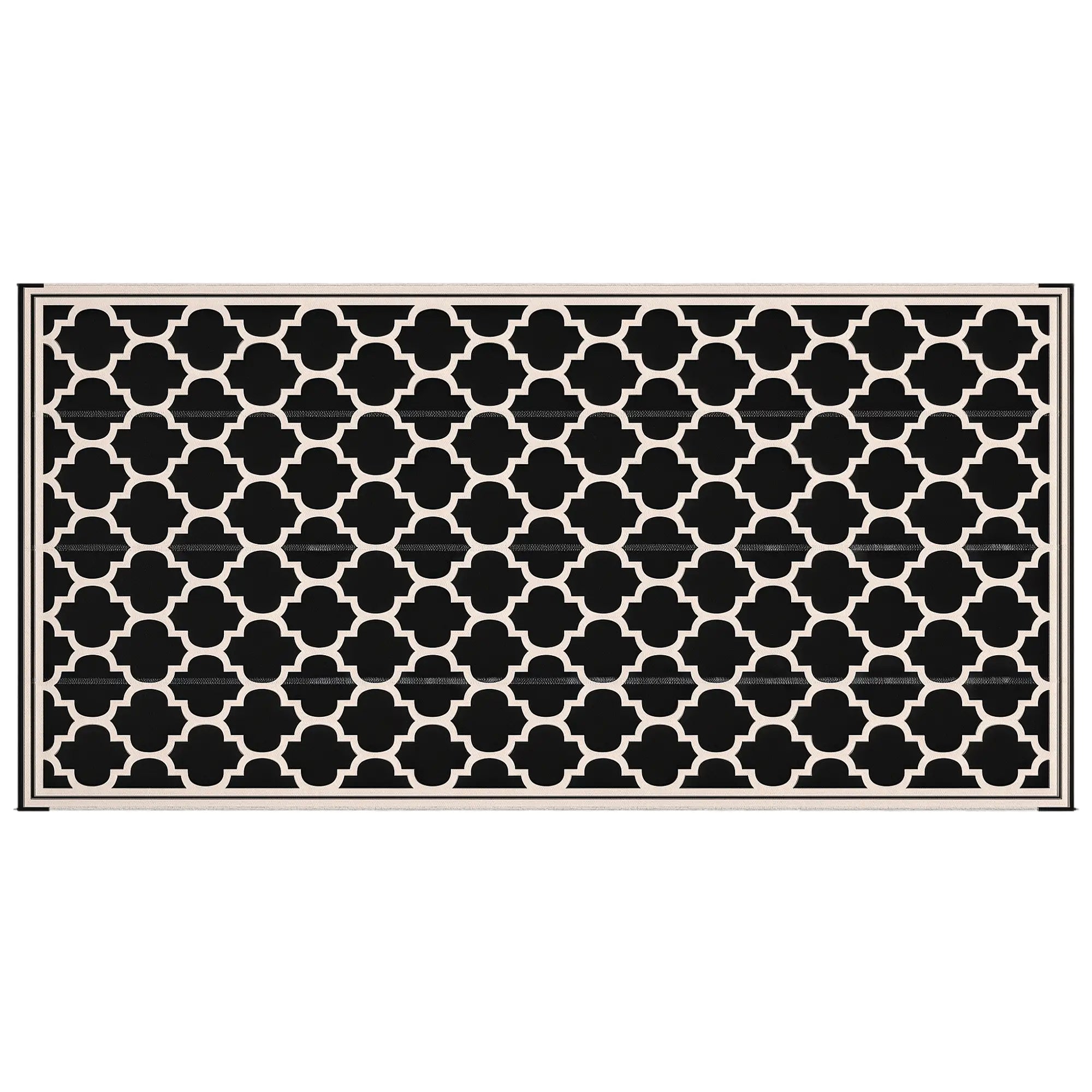 Reversible Outdoor RV Rug, 9' x 18', Patio Floor Mat, Black and Beige Outdoor Reversible Rugs Black, Beige at Gallery Canada
