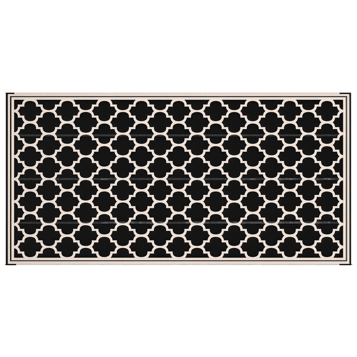 Reversible Outdoor RV Rug, 9' x 18', Patio Floor Mat, Black and Beige Outdoor Reversible Rugs Black, Beige at Gallery Canada