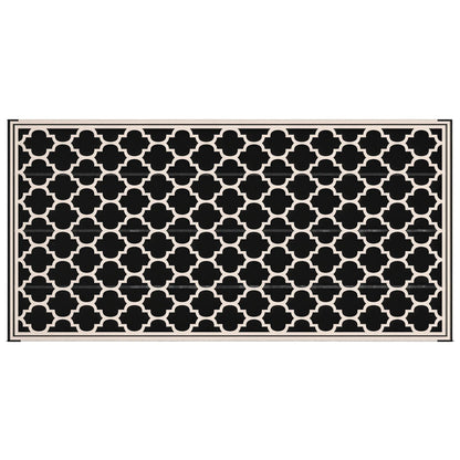 Reversible Outdoor RV Rug, 9' x 18', Patio Floor Mat, Black and Beige Outdoor Reversible Rugs Black, Beige at Gallery Canada