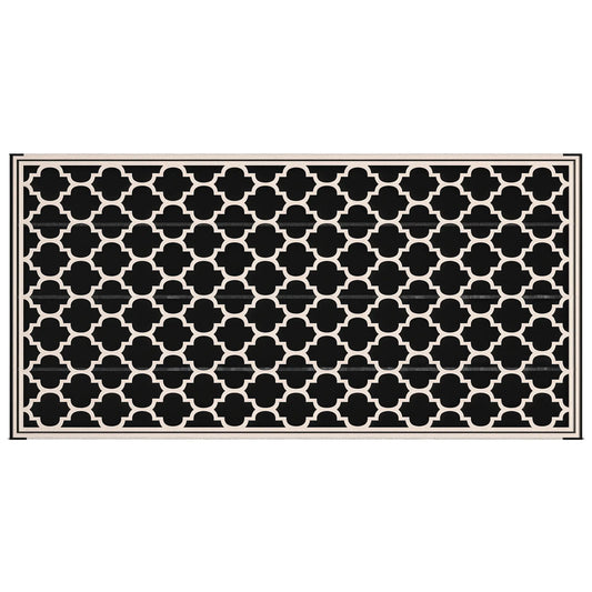 Reversible Outdoor RV Rug, 9' x 18', Patio Floor Mat, Black and Beige Outdoor Reversible Rugs Black, Beige at Gallery Canada