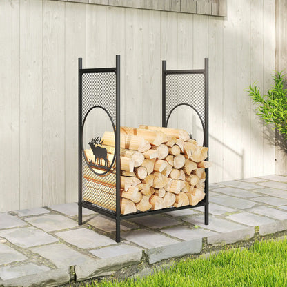 Firewood Rack Outdoor, 19" Heavy Duty Metal Log Holder with Mesh Sides Firewood Racks at Gallery Canada