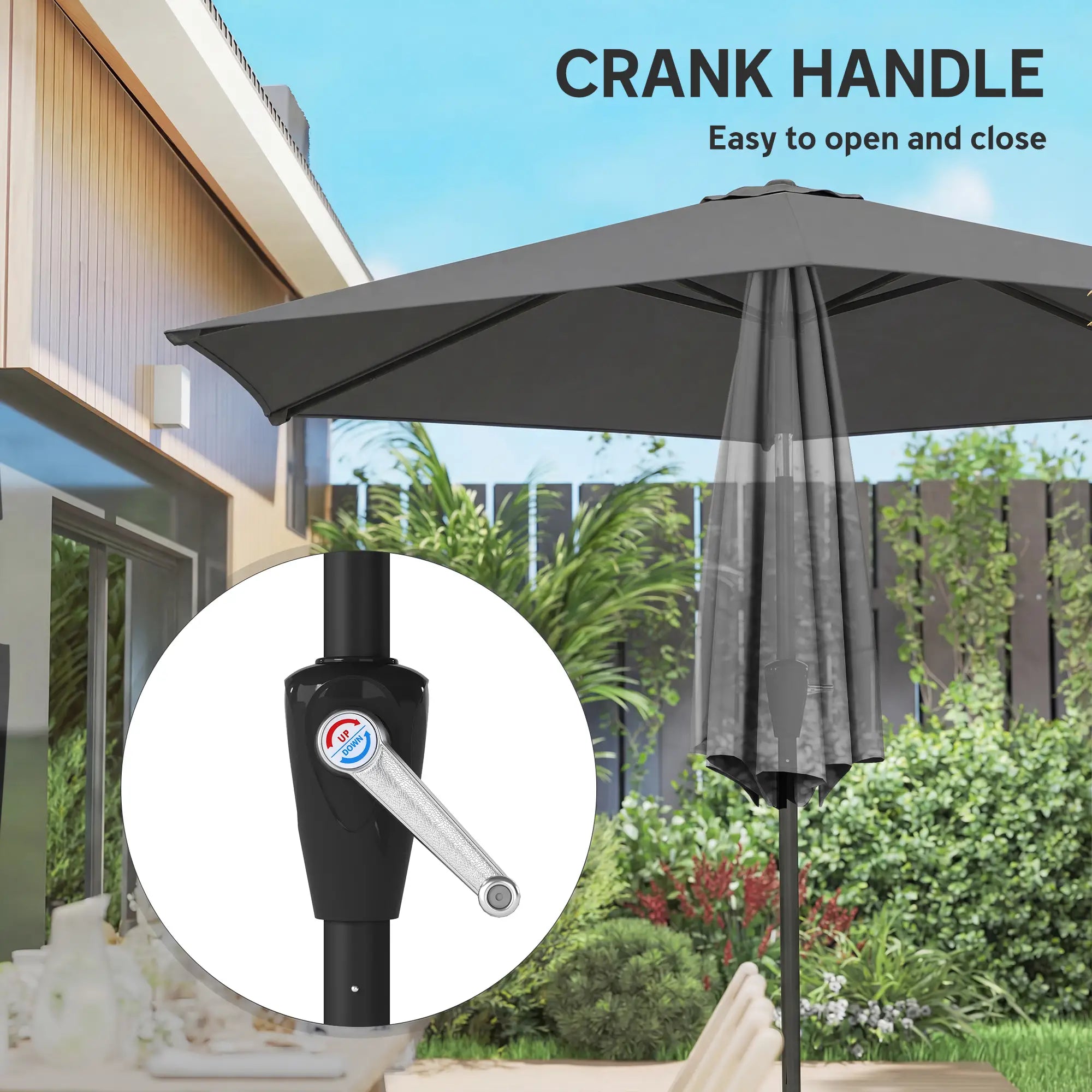 9FT Patio Umbrella, Outdoor Tilt Crank UV Protection Sun Umbrellas at Gallery Canada