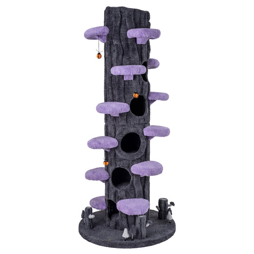 90.5 Inch Tall Cat Tree With Private Condos, Purple