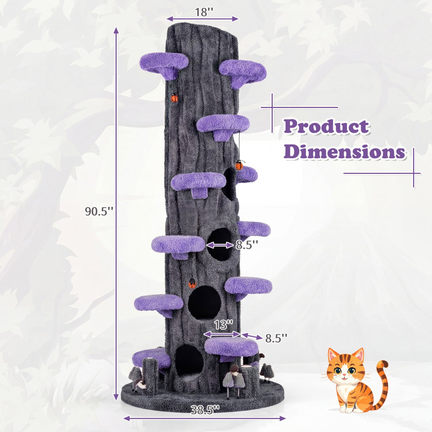 90.5 Inch Tall Cat Tree With Private Condos, Purple Cat Trees Condos & Scratchers at Gallery Canada