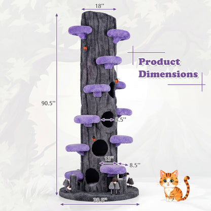 90.5 Inch Tall Cat Tree With Private Condos, Purple Cat Trees Condos & Scratchers at Gallery Canada