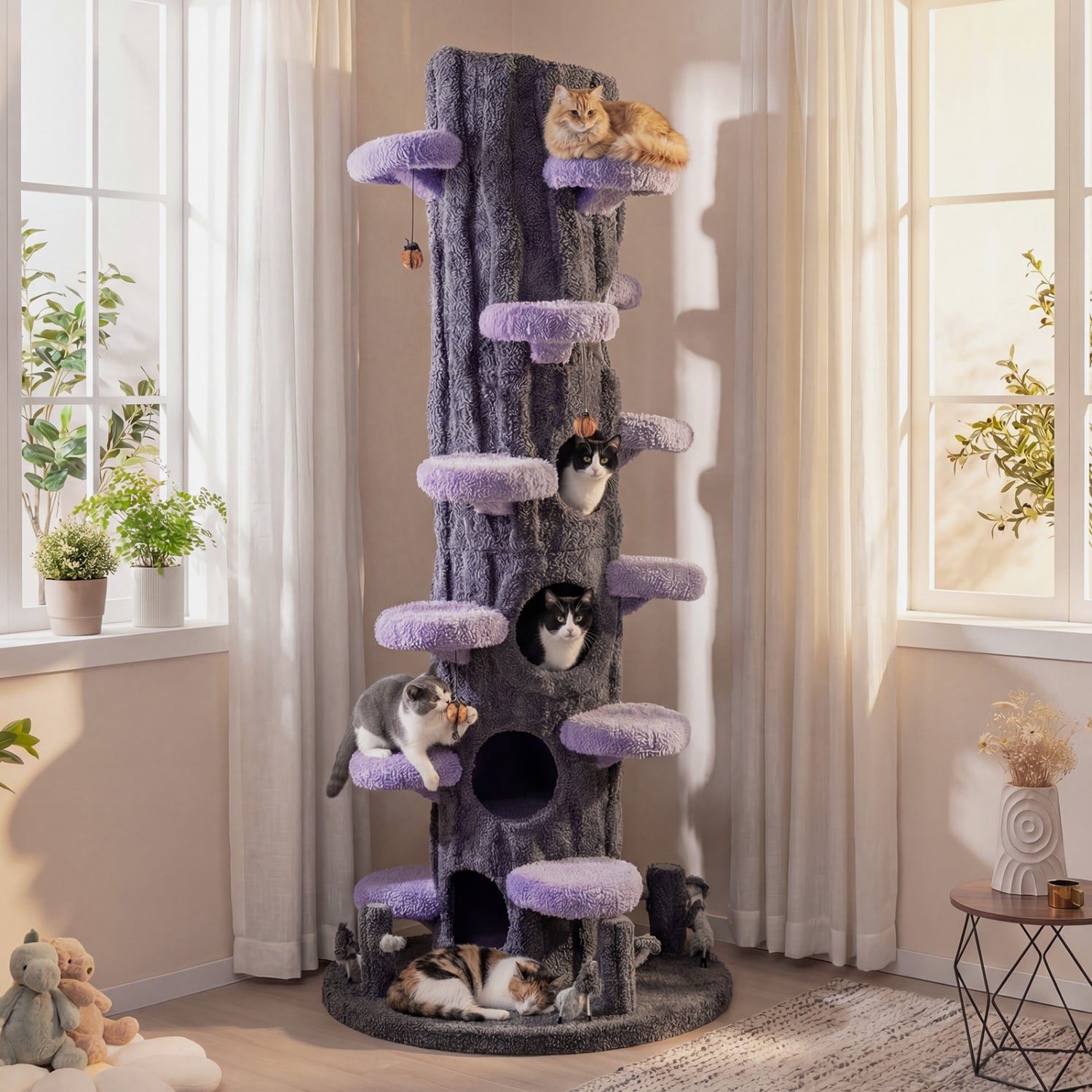 90.5 Inch Tall Cat Tree With Private Condos, Purple Cat Trees Condos & Scratchers at Gallery Canada