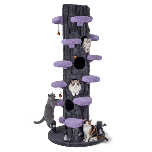 90.5 Inch Tall Cat Tree With Private Condos, Purple Cat Trees Condos & Scratchers Purple at Gallery Canada