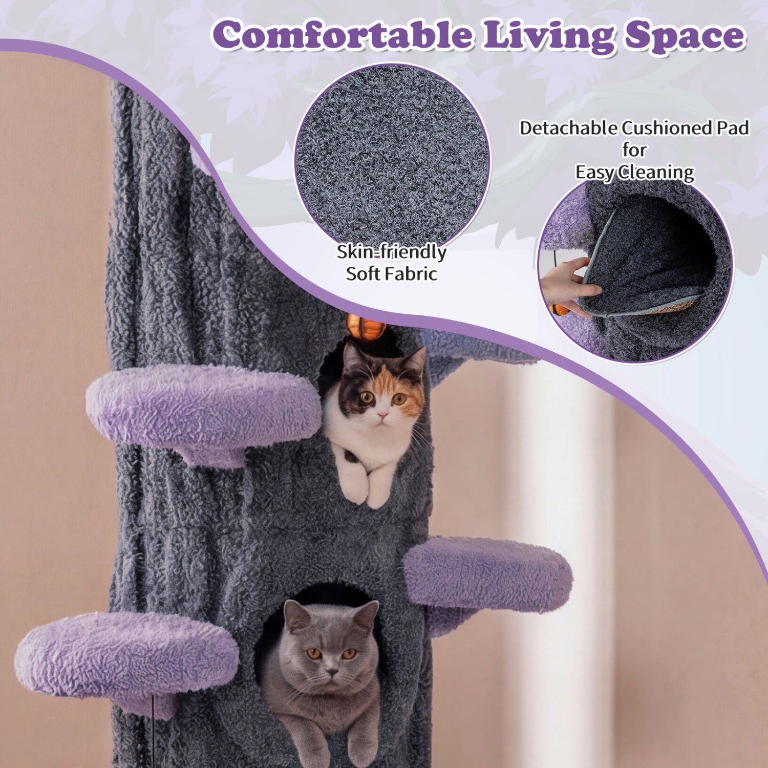 90.5 Inch Tall Cat Tree With Private Condos, Purple Cat Trees Condos & Scratchers at Gallery Canada