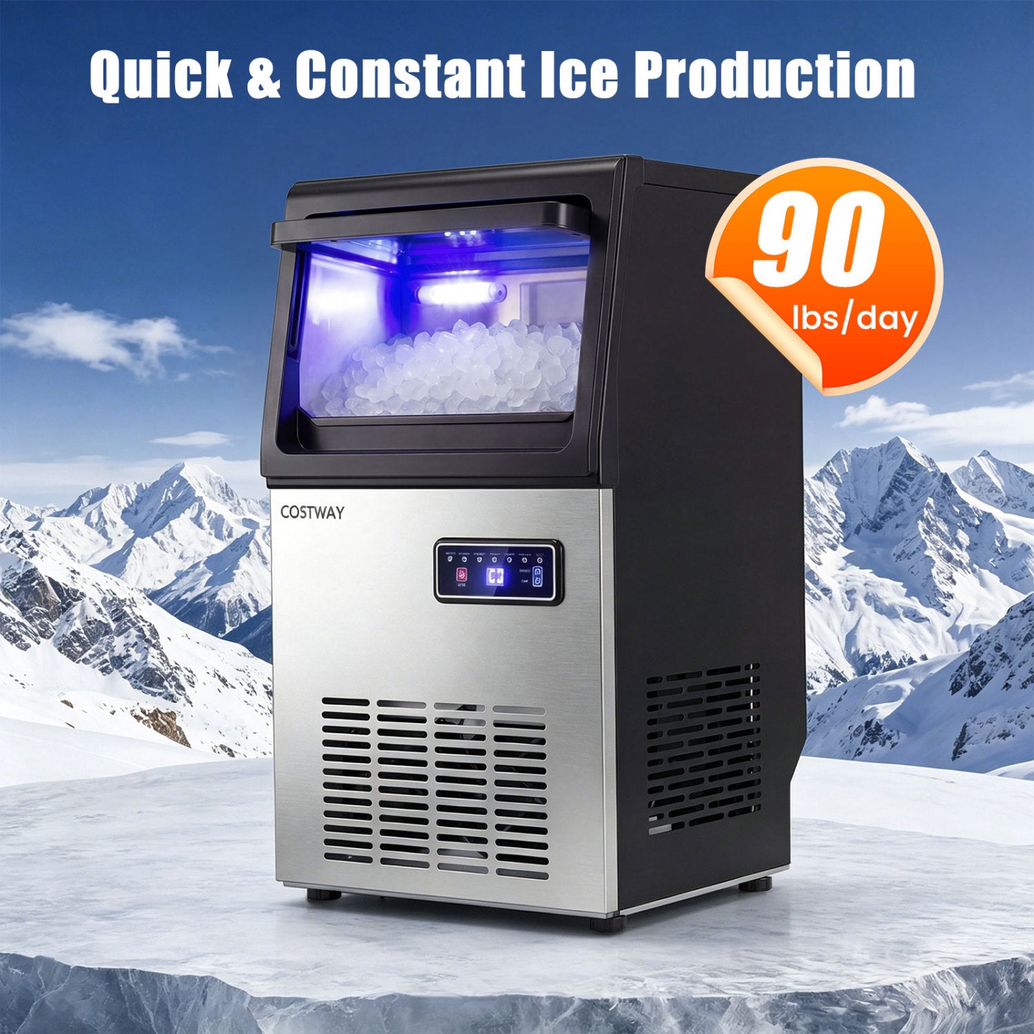 Commercial Nugget Ice Maker, 90 LBS/24H, Self-Cleaning Ice Makers at Gallery Canada