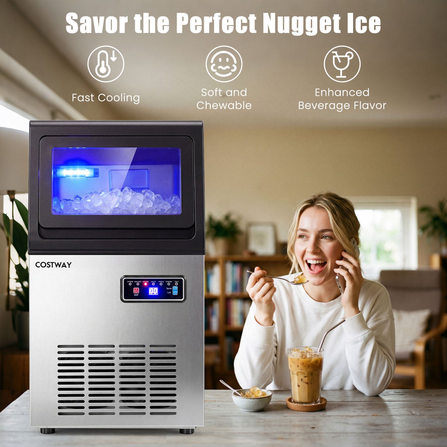 Commercial Nugget Ice Maker, 90 LBS/24H, Self-Cleaning Ice Makers at Gallery Canada