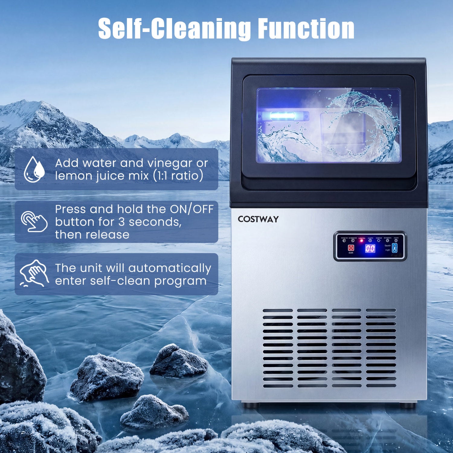 Commercial Nugget Ice Maker, 90 LBS/24H, Self-Cleaning Ice Makers at Gallery Canada