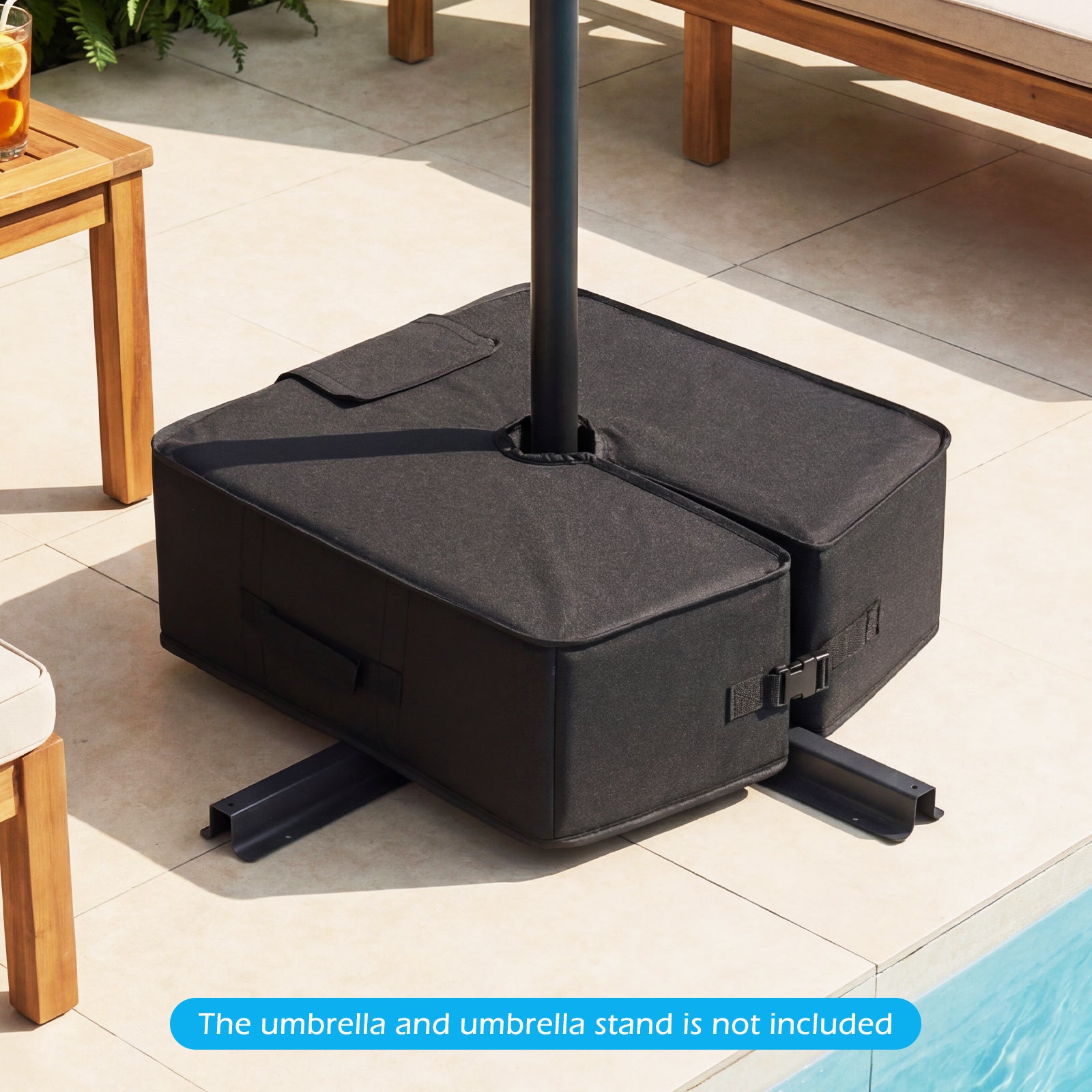 90 Lbs Sand-Fillable Umbrella Base, Black Outdoor Umbrella Bases at Gallery Canada