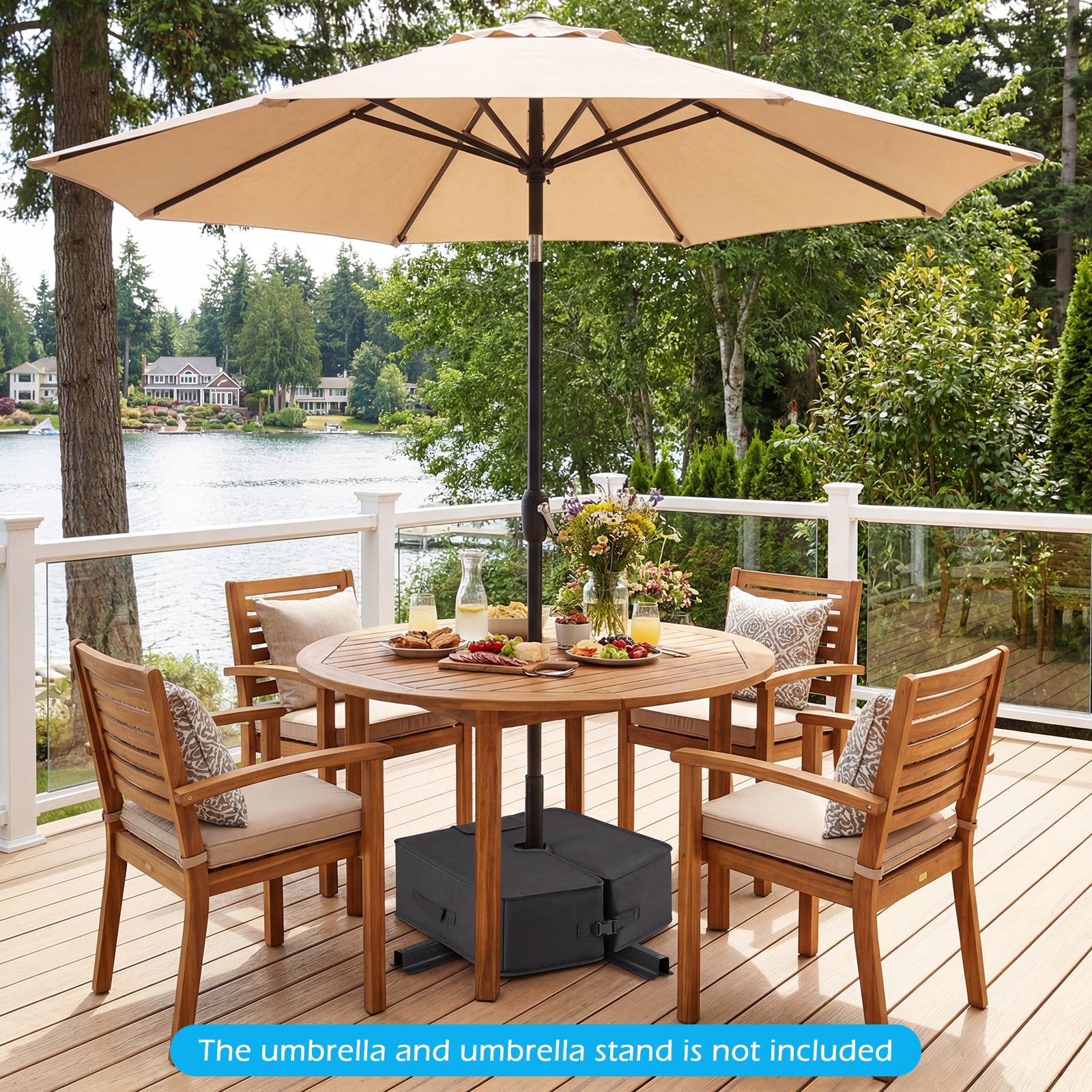 90 Lbs Sand-Fillable Umbrella Base, Black Outdoor Umbrella Bases at Gallery Canada