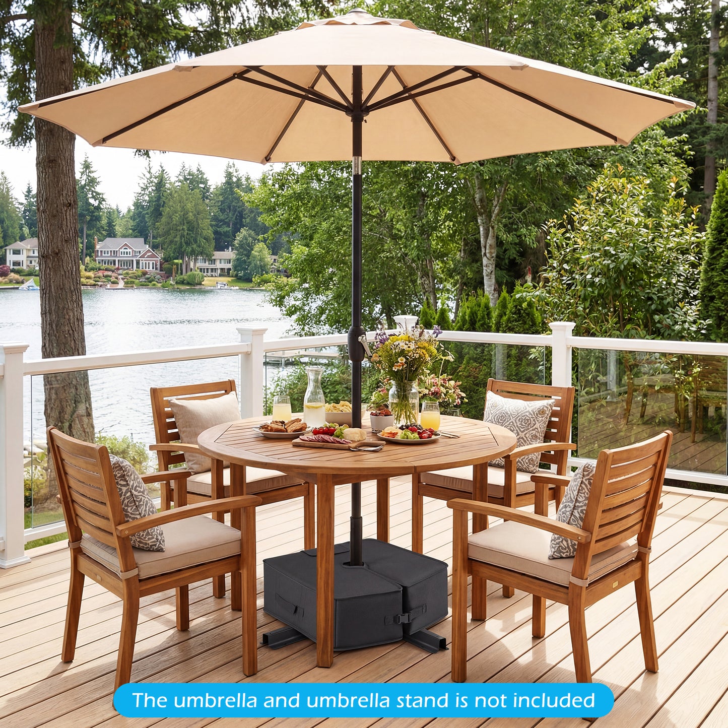 90 Lbs Sand-Fillable Umbrella Base, Black Outdoor Umbrella Bases at Gallery Canada