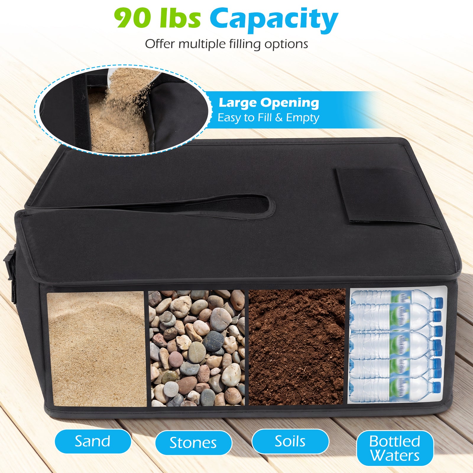 90 Lbs Sand-Fillable Umbrella Base, Black Outdoor Umbrella Bases at Gallery Canada