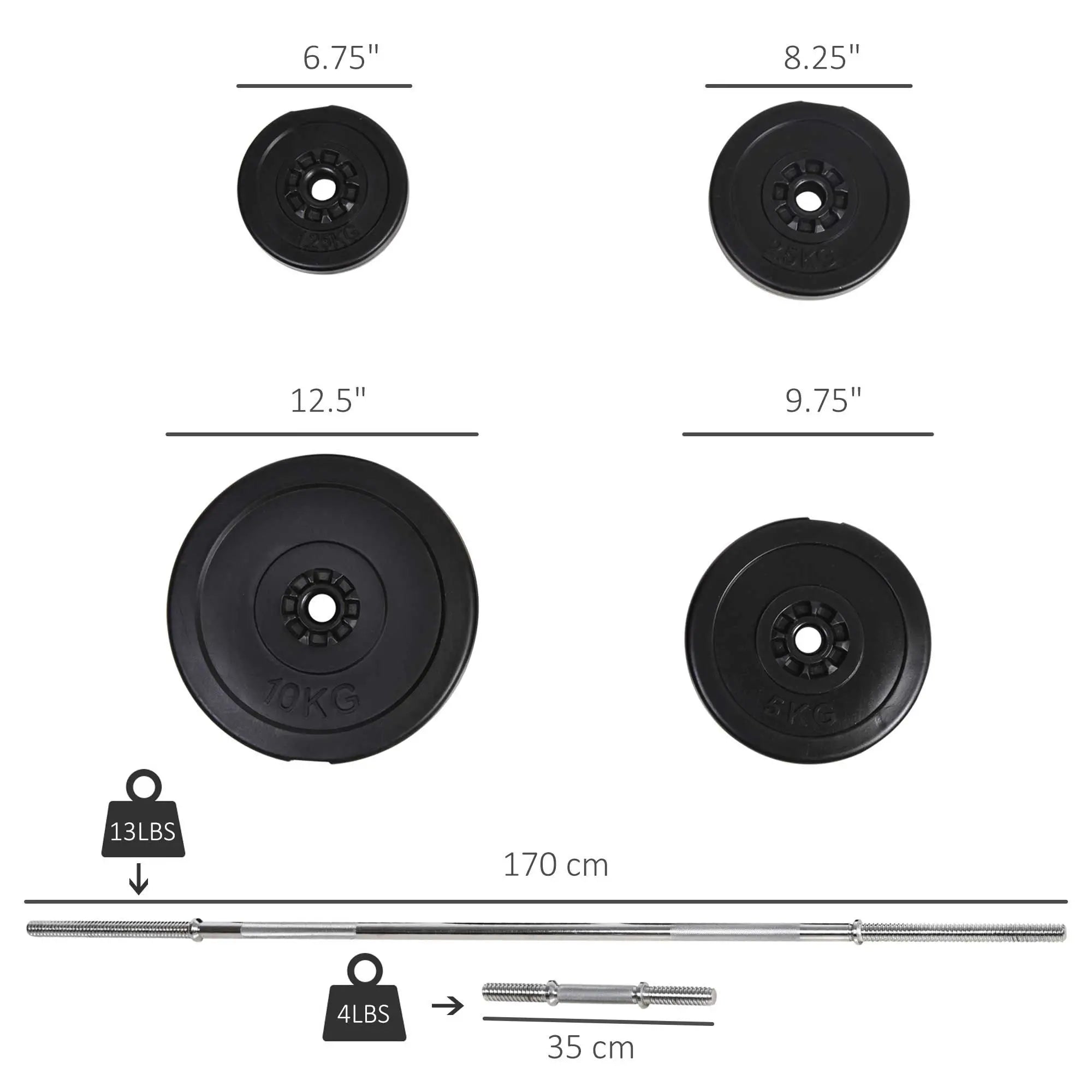 145lbs Adjustable Dumbbell, Barbell Set, Plate Bar Clamp Rod Dumbbells & Barbells at Gallery Canada