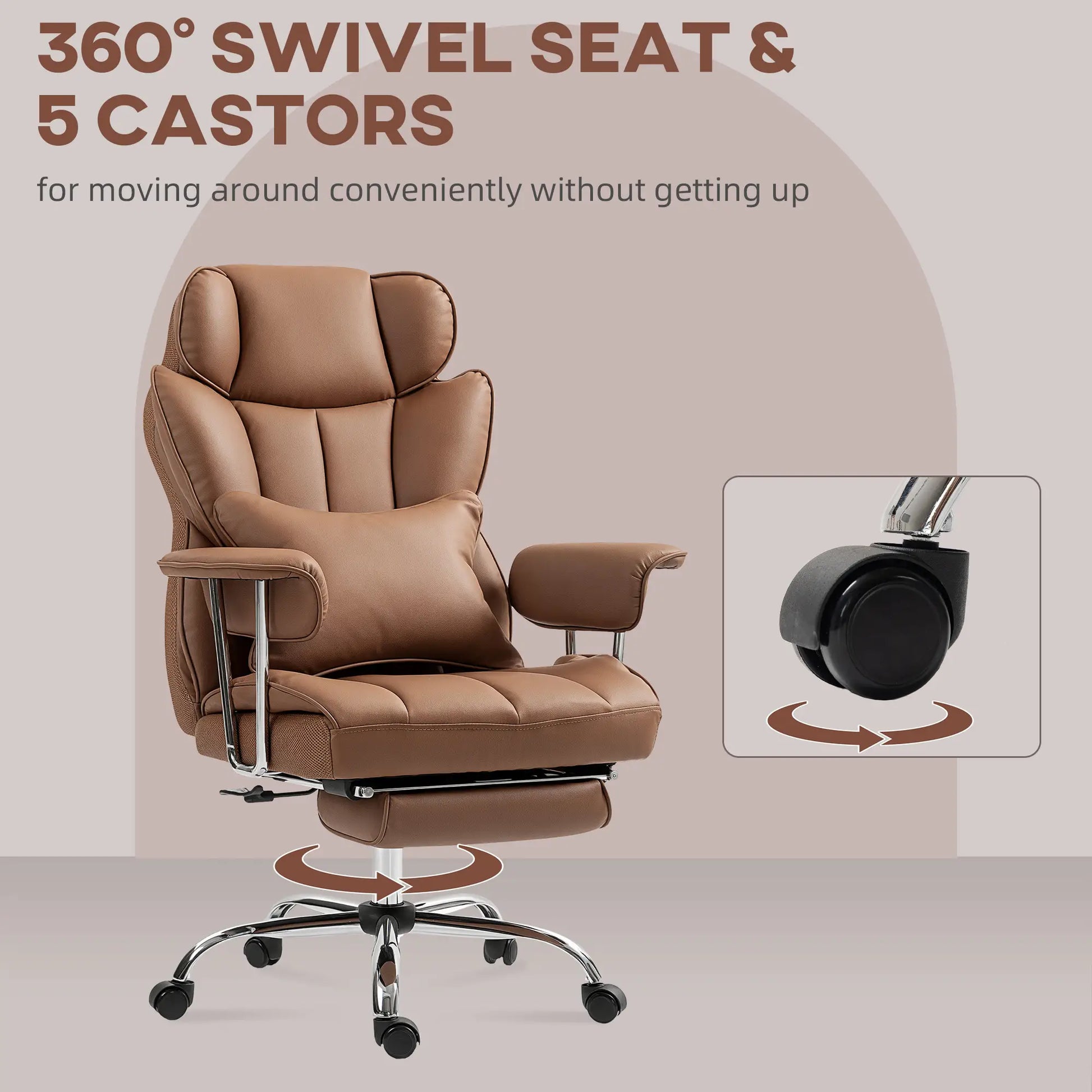 400LBS Massage Office Chair, 6-Point Vibration, Footrest, Lumbar Support, Brown Massage Chairs at Gallery Canada