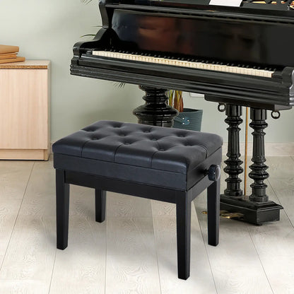 Adjustable Piano Bench, Storage, Soft PU Leather Padded, Black Piano Benches at Gallery Canada