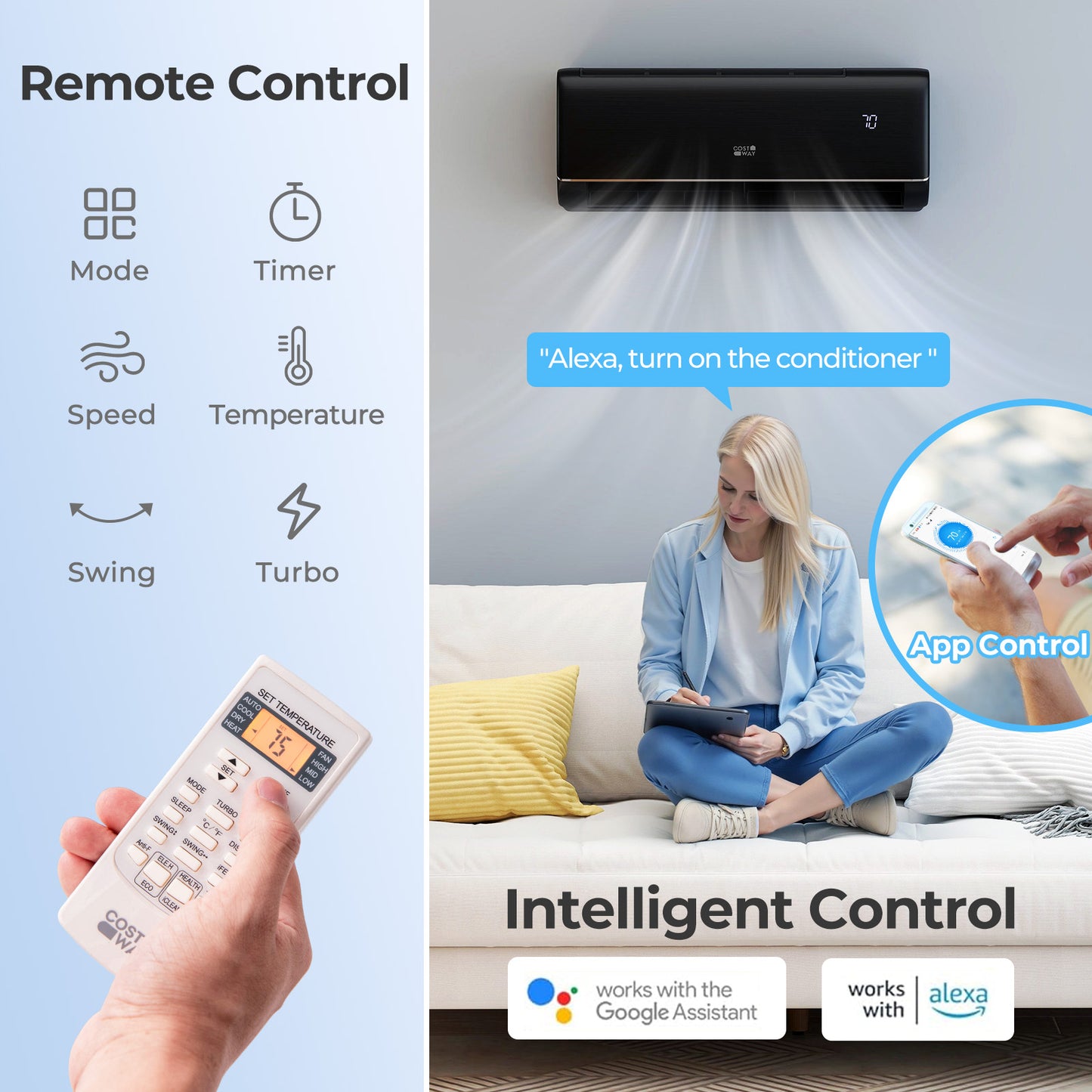 9100 BTU 20.5 SEER2 115V WiFi Mini Split AC, Alexa Compatible, Gray Mini Split Air Conditioners at Gallery Canada