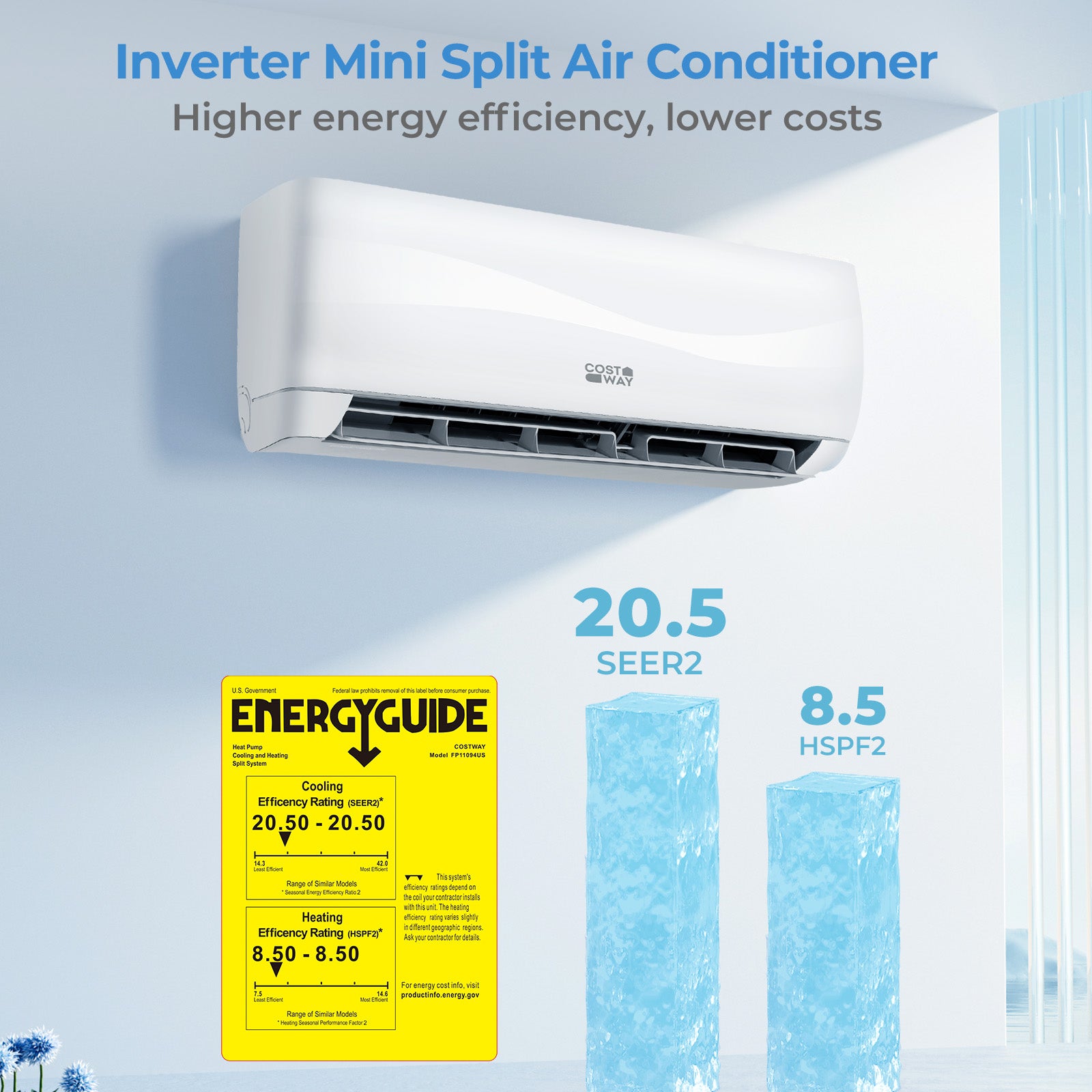 9100 BTU 20.5 SEER2 Mini Split Air Conditioner, Heat Pump, White Mini Split Air Conditioners at Gallery Canada
