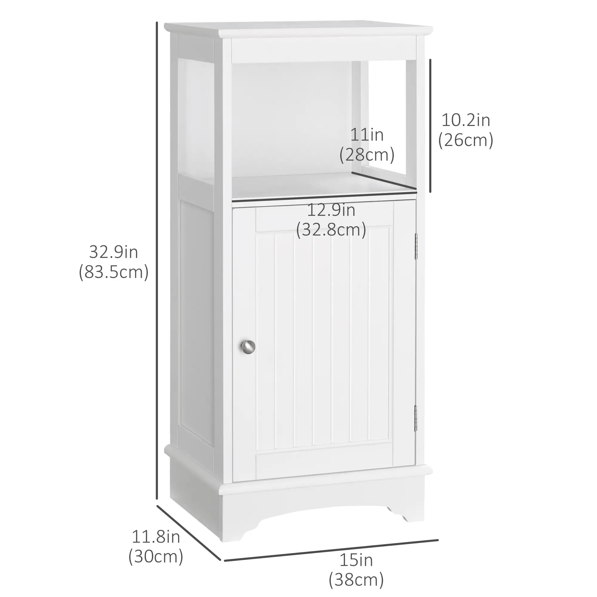 Modern Bathroom Floor Cabinet, Open Shelf, Freestanding Storage, White Bathroom Cabinets at Gallery Canada