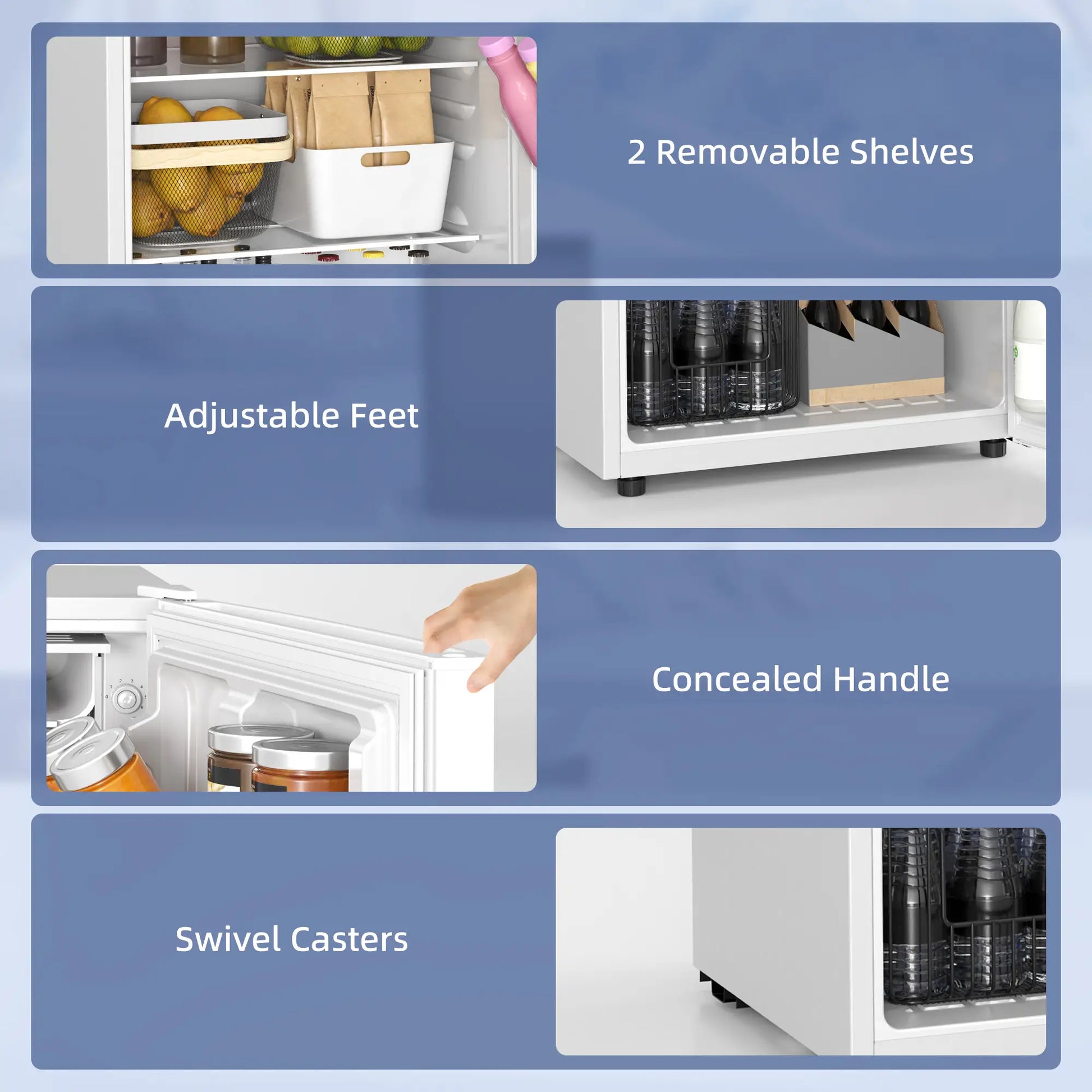 4.5 Cu Ft Mini Fridge with Freezer, Wheels, Adjustable Thermostat, White Small Kitchen Appliances at Gallery Canada