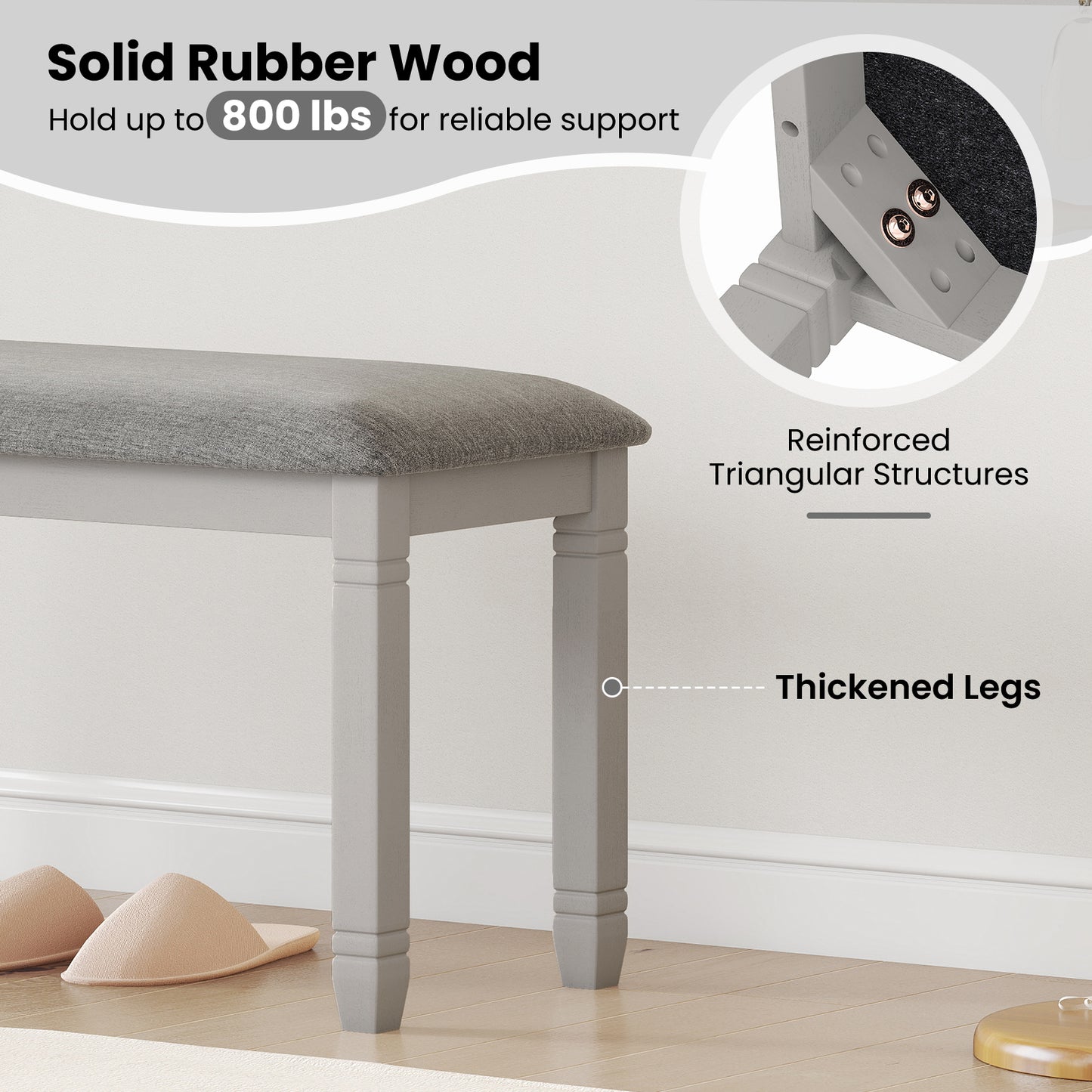 Upholstered Bedroom Bench with Padded Seat and Solid Wood Legs, Gray Shoe Racks & Storage Benches at Gallery Canada