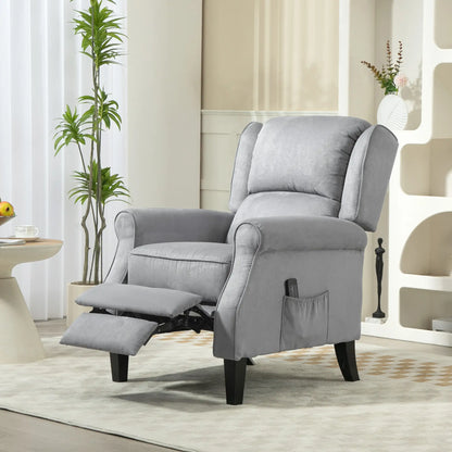 Push Back Recliner Chair, Vibration Massage, Extendable Footrest, Remote, Pocket, Grey Single Sofas at Gallery Canada