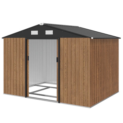 9.1'x6.4'x6.3' Garden Storage Shed, Lockable Double Doors, Vents, Teak Sheds at Gallery Canada