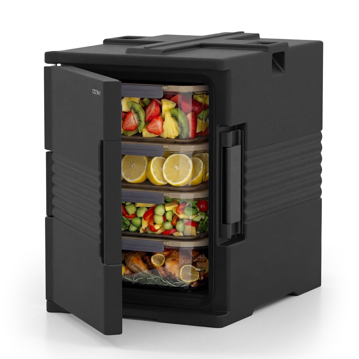 91 Qt Insulated Food Pan Carrier with Door Shafts, Black Kitchen Appliances Black at Gallery Canada