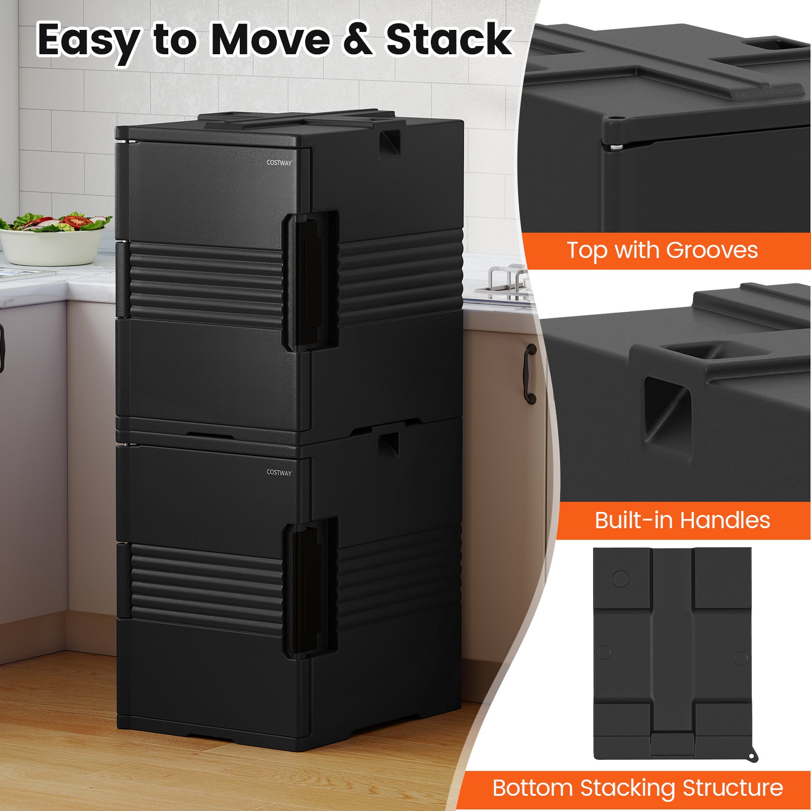 91 Qt Insulated Food Pan Carrier with Door Shafts, Black Kitchen Appliances at Gallery Canada