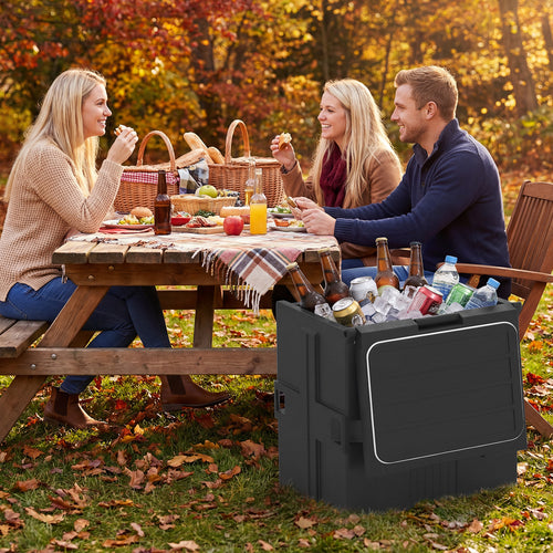 91 Qt Insulated Food Pan Carrier with Door Shafts, Black