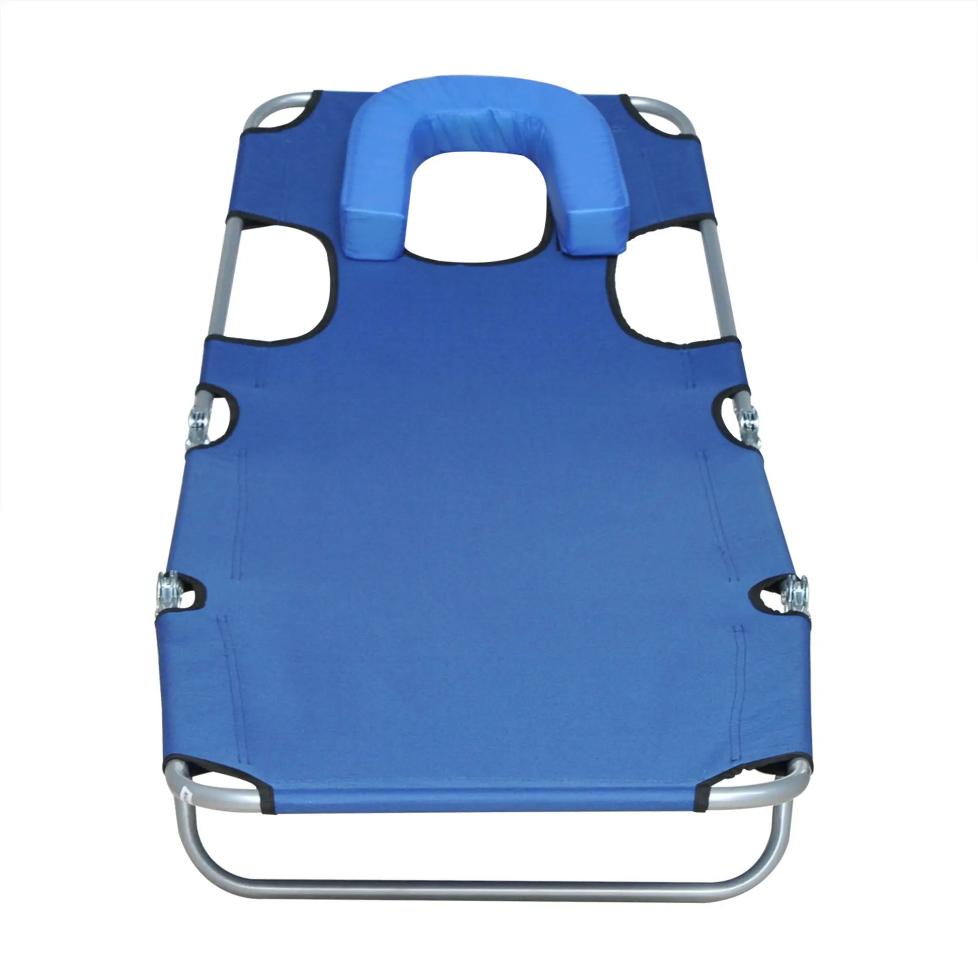 Outdoor Lounge Chair, Adjustable Folding Chaise, Tanning Chair, Blue Lounger Chairs at Gallery Canada