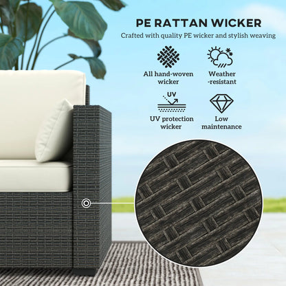 3-Seater Outdoor Sofa, PE Rattan Patio Couch, Cream White Patio Furniture Sets at Gallery Canada