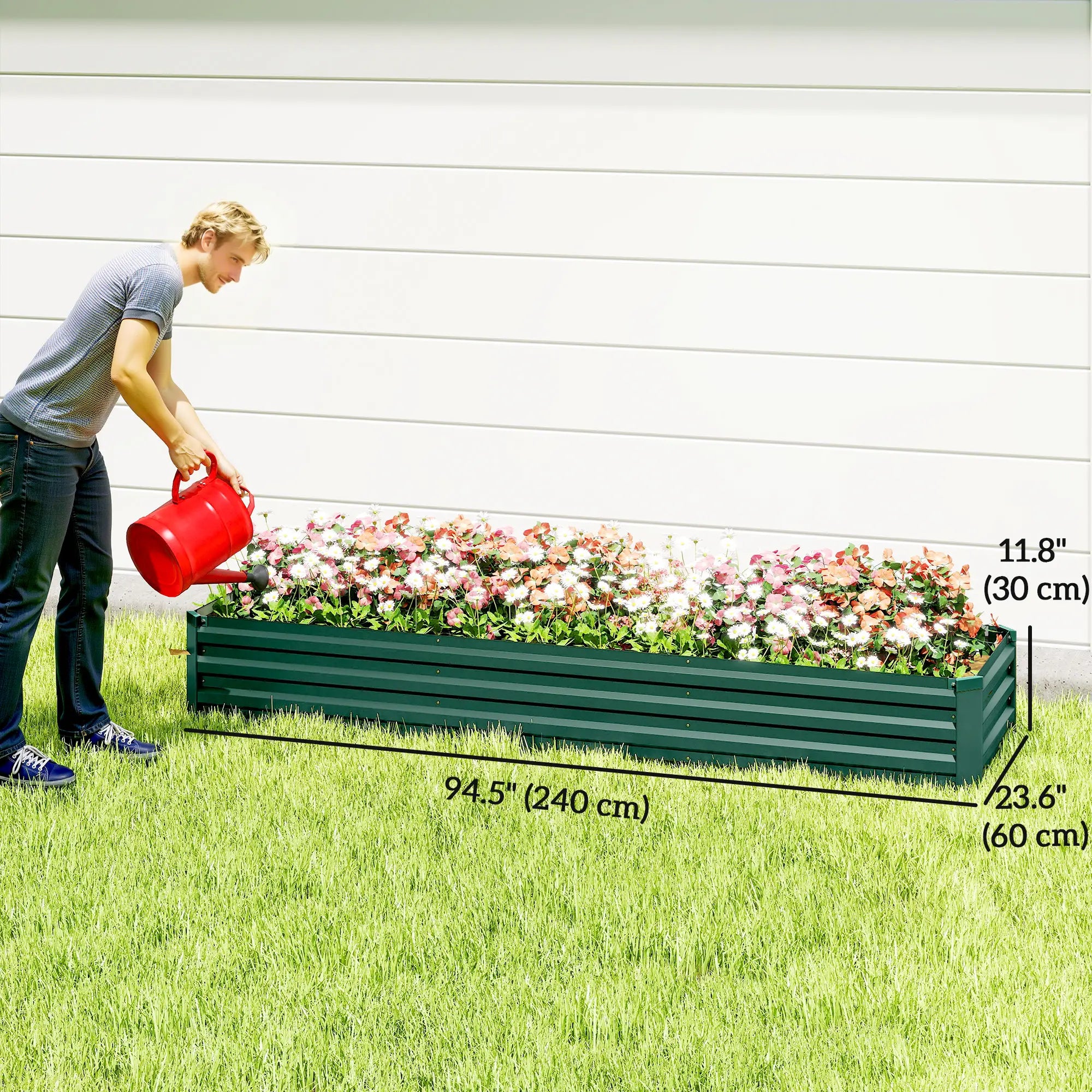 8'x2'x1' Galvanized Raised Bed, Elevated Planter Box, Green Raised Garden Beds at Gallery Canada