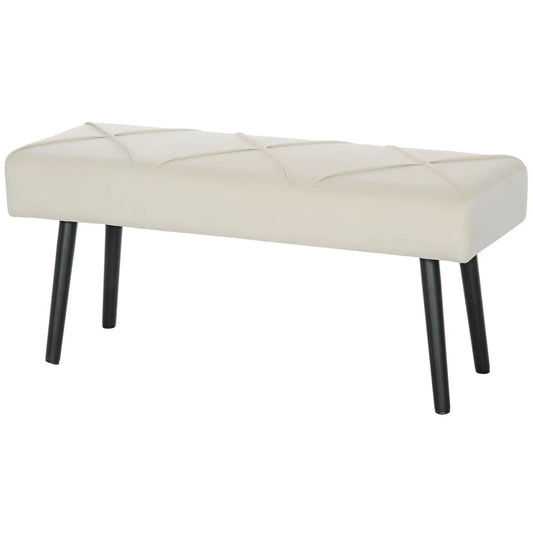 39 Inches Upholstered Bedroom Bench, Modern, Cream White Storage Ottomans & Benches Cream at Gallery Canada