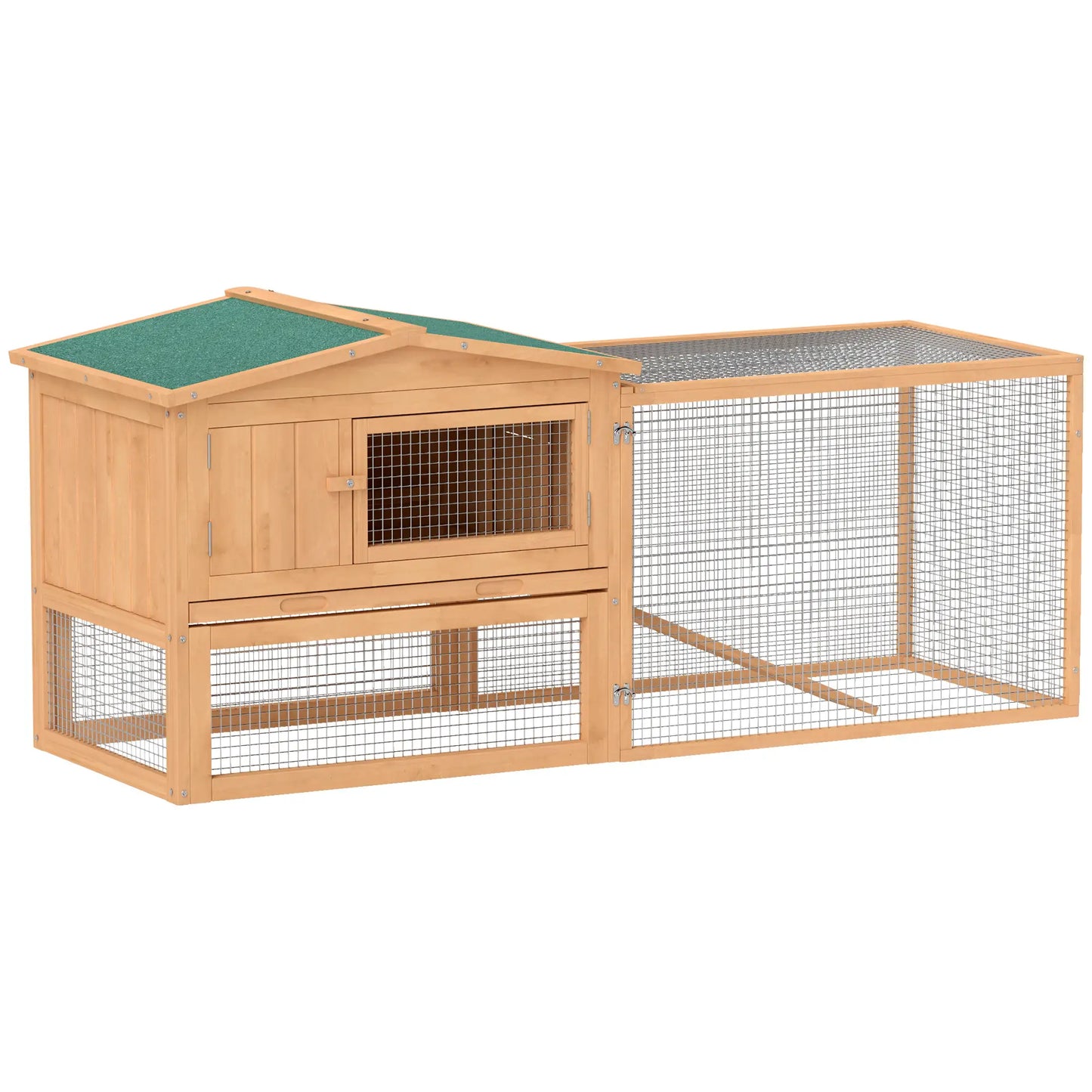 Wooden Rabbit Hutch, Bunny House Chicken Coop with Run Rabbit Hutch Natural at Gallery Canada