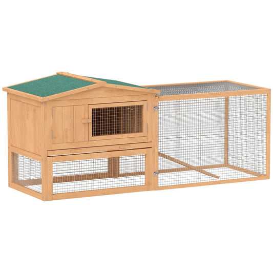 Wooden Rabbit Hutch, Bunny House Chicken Coop with Run Rabbit Hutch Natural at Gallery Canada