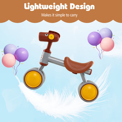 Baby Balance Bike No Pedal 4-Wheel Bicycle, Brown Balance Bikes at Gallery Canada