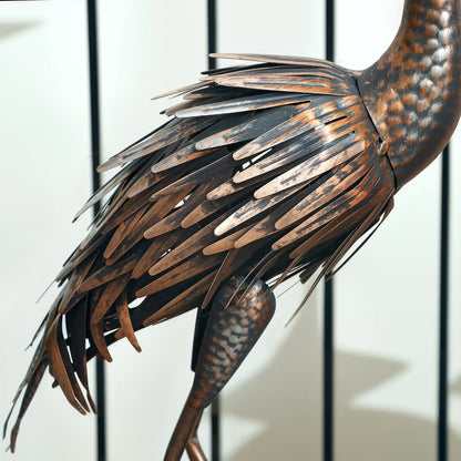 Garden Statue, Heron Standing Sculpture, 12.2"W x 7.1"D x 28"H, Silver Tone Garden Decor at Gallery Canada