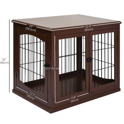 26" Wooden Dog Cage, Double Door, Modern Design, Brown Houses, Kennels & Pens at Gallery Canada