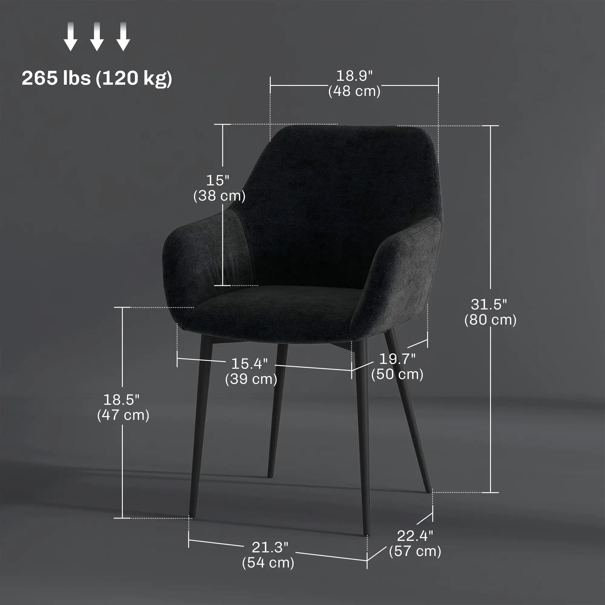 Velvet Fabric Dining Chairs Set Of 2, With Steel Legs, Black Dining Chairs at Gallery Canada