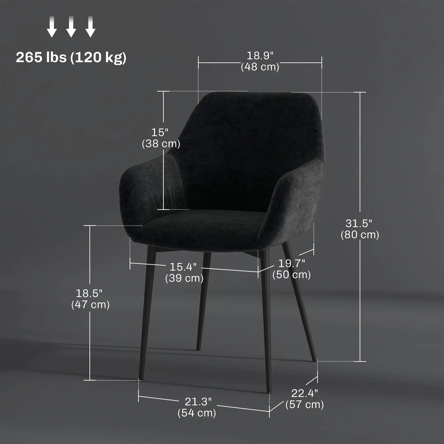 Velvet Fabric Dining Chairs Set Of 2, With Steel Legs, Black Dining Chairs at Gallery Canada