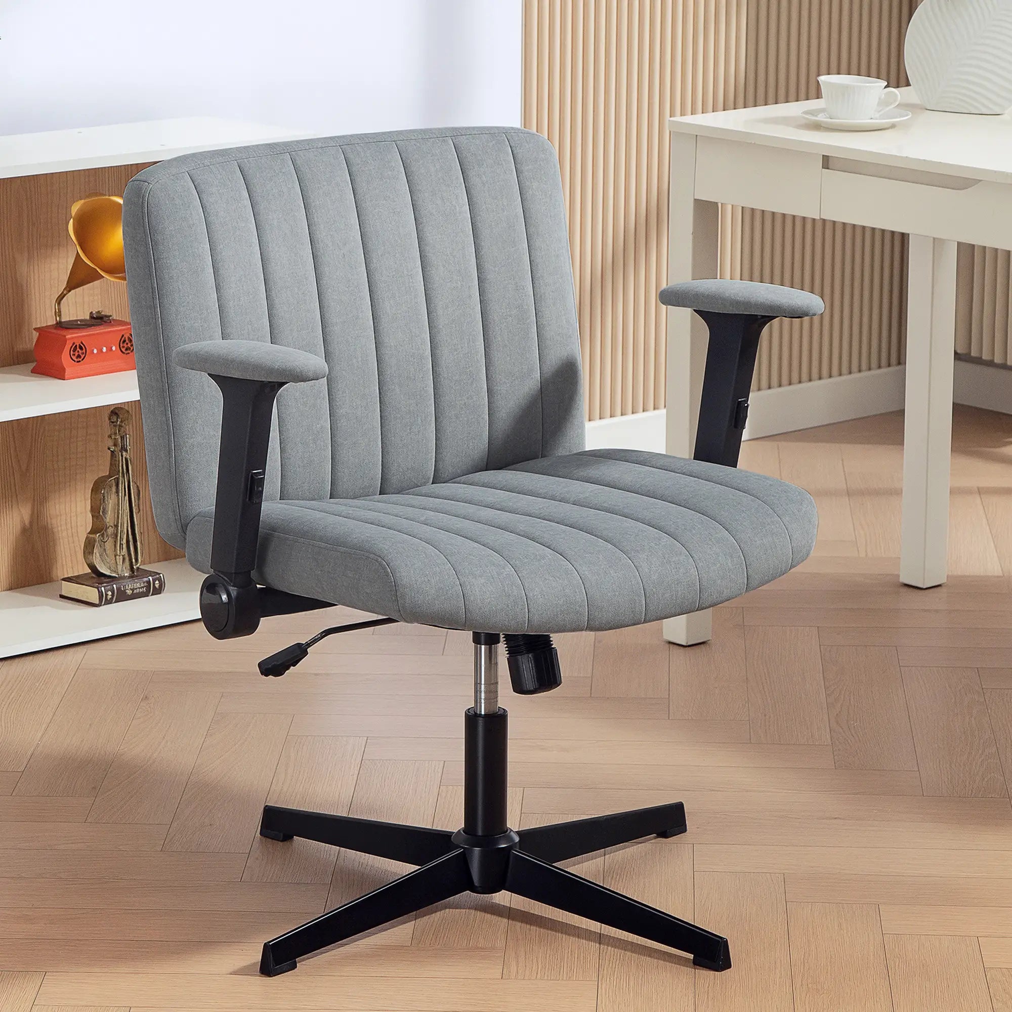 Criss Cross Chair, Flip-up Armrests, Adjustable Height, Tilting, No Wheels, Grey Task Chairs at Gallery Canada