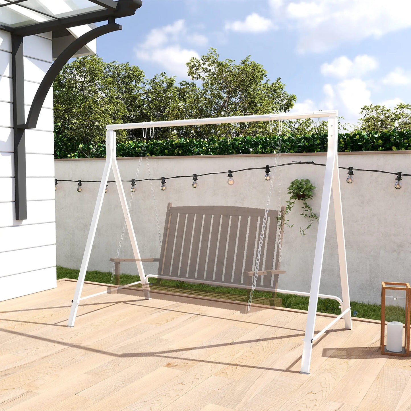 Metal Swing Stand, Hanging Chair Frame, 528 LBS, Backyard, Patio, Lawn, White Hammock Stands at Gallery Canada