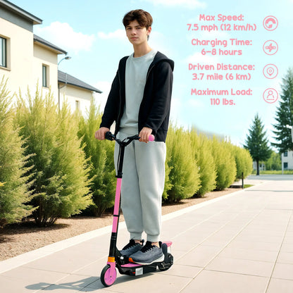 Foldable Electric Scooter for Kids, Seat, 2 Heights, 6km Range, 12km/h, Pink Scooters at Gallery Canada