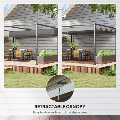 13' x 10' Pergola de Patio, Toit Rétractable, Gris Foncé
