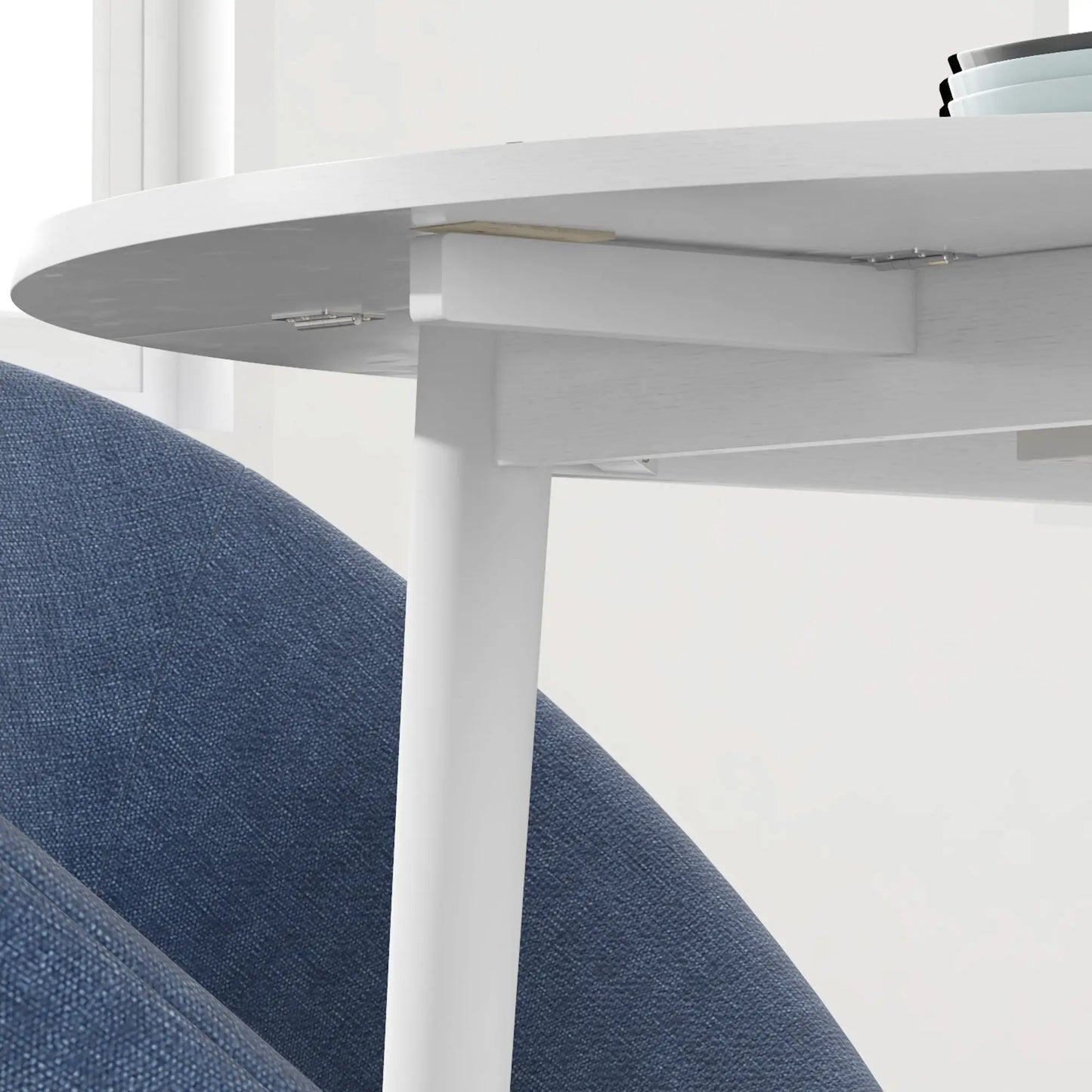 Folding Dining Table, Round Drop Leaf Kitchen Table, Distressed White, White Dining Tables at Gallery Canada